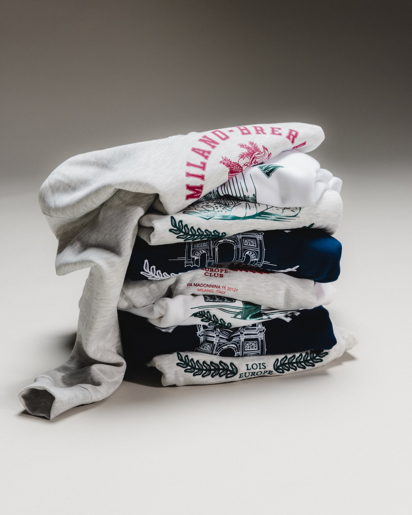 lookbook extension — sweatshirt stack, still shoot